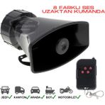 Caralp Her Araca Uyumlu Üniversal Uzaktan Kumandalı Siren 8 Farklı Siren Sesi Korna Güçlü Polis Sireni 12V 100W - Siyah