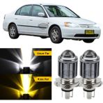 Caralp Honda Civic Vtec1 2001-2004 Makyajsız Kasa Ile Uyumlu Mercekli Far Ampulü LED Xenon Çift Renk Sarı-Beyaz Far Şimşek Etkili Csp LED Lamba Uzun Kısa 2 Adet Takım - Sarı - Beyaz