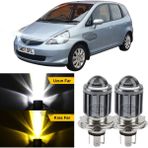 Caralp Honda Jazz 2001-2008 Uyumlu Mercekli Far Ampulü LED Xenon Çift Renk Sarı-Beyaz Far Şimşek Etkili Csp LED Lamba Uzun Kısa 2 Adet Takım - Sarı - Beyaz