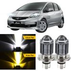 Caralp Honda Jazz 2009-2019 Uyumlu Mercekli Far Ampulü LED Xenon Çift Renk Sarı-Beyaz Far Şimşek Etkili Csp LED Lamba Uzun Kısa 2 Adet Takım - Sarı - Beyaz