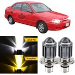 Caralp Hyundai Accent Milenyum 2000-2003 Uyumlu Mercekli Far Ampulü LED Xenon Çift Renk Sarı-Beyaz Far Şimşek Etkili Csp LED Lamba Uzun Kısa 2 Adet Takım - Sarı - Beyaz