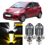 Caralp Hyundai I10 2007-2019 Uyumlu Mercekli Far Ampulü LED Xenon Çift Renk Sarı-Beyaz Far Şimşek Etkili Csp LED Lamba Uzun Kısa 2 Adet Takım - Sarı - Beyaz