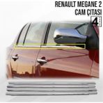 Caralp Renault Megane 2 Sedan 2004-2010 Krom Cam Çıtası 4 Kapı 4 Parça Paslanmaz Çelik