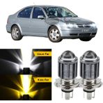 Caralp Vw Bora 1998-2006 Uyumlu Mercekli Far Ampulü LED Xenon Çift Renk Sarı-Beyaz Far Şimşek Etkili Csp LED Lamba Uzun Kısa 2 Adet Takım - Sarı - Beyaz