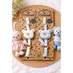 Caramell My Baby Kumsal Ayıcıklı Emzik Askısı 2 Li Set 1790 ekru Ve mavi