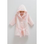 Caramell Pembe Organik Pamuk Müslin Kumaş Bebek Bornozu