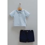 Caramell Polo Summer Collection Pamuk Erkek Açık Mavi Polo Tişört ve Lacivert Kumaş Pantolon Takım - 1,5 - 2 Yaş