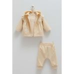 Caramell Soft Style Kapüşonlu Triko Üçlü Takım - TKK2102 - Bej - 12 - 18 Ay Bej