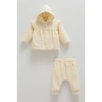 Caramell Soft Style Kapüşonlu Triko Üçlü Takım - TKK2102 - Ekru - 3 - 6 Ay Ekru