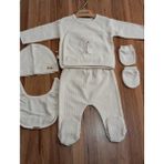 Caramell Sport Boy Gri ve Bej Renkli Erkek Bebek 5 Li Hastane Çıkışı 1309 - Yenidoğan
