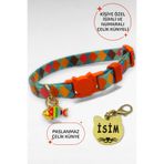 caramelos Güvenlik Kilitli Kedi Tasması, Isimli Kedi Tasması, Kedi Isimlik, Kedi Künyesi, Safety Click DESEN Y24-Tek Ebat