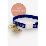 caramelos Güvenlik Kilitli Kedi Tasması, Isimli Kedi Tasması, Kedi Isimlik, Kedi Künyesi, Safety Click MAVİ DESEN-Standart