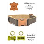 caramelos- HAKİKİ DERİ KÖPEK BOYUN TASMASI, KİŞİYE ÖZEL KÜNYELİ-KÜÇÜK VE ORTA IRK- 2CM Bronz-Tek Ebat