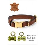 caramelos HAKİKİ DERİ KÖPEK BOYUN TASMASI, KİŞİYE ÖZEL KÜNYELİ, ORTA IRK, BÜYÜK IRK, LUX SERİ Açık Kahve-Tek Ebat