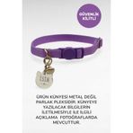caramelos İSİMLİ KEDİ TASMASI KEDİ İSİMLİK KİŞİYE ÖZEL-EKO SERİSİ LİLA (SİLVER KÜNYE)-Tek Ebat