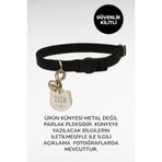 caramelos İSİMLİ KEDİ TASMASI KEDİ İSİMLİK KİŞİYE ÖZEL-EKO SERİSİ Siyah (SILVER KÜNYE)-Tek Ebat