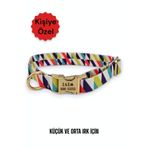 caramelos İsimli Köpek Tasması, Köpek Künyesi, Isimlik, Küçük Irk Ve Orta Irk, Kişiye Özel Metal Kilit, 2 Cm DESEN 5-Tek Ebat