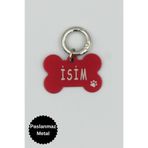 caramelos KİŞİYE ÖZEL KÖPEK İSİMLİ KÜNYE- METAL- PASLANMAZ, KARARMAZ-KÖPEK İSİMLİK-TASMA Kırmızı-Tek Ebat