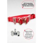 caramelos REFLEKTÖRLÜ KÖPEK TASMA, ÇİFT KANCA BAĞLANTILI, KİŞİYE ÖZEL KÖPEK TASMASI. BÜYÜK IRK KÖPEK TASMASI, Pembe-S