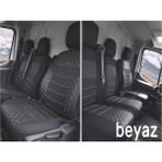 Carat Ford Transit 2014- Ortopedik Oto Koltuk Kılıfı Ön 2+1 - Beyaz