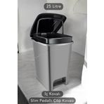 Carat Home İç Kovalı Slim Pedallı Banyo Mutfak Çöp Kovası - 25 Litre - Antrasit