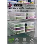 Carat Home Vakumlu %100 Sızdırmaz 4 Adet 2,5 Lt Büyük Boy Dikdörtgen Erzak Saklama Kabı Seti