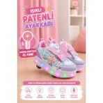 Carby Kanatlı Model Patenli, Işıklı, 4 Tekerlekli Spor & Paten Dönüşümlü Çocuk Ayakkabısı - Pembe - 30