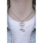 Care Heart Charm – Kalp Formlu Stetoskop Figürlü Gümüş Renk Unisex Kolye (60 Cm)