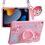 Carechoi iPad 10. Nesil Kılıf 2022 için Kickstand Kordonlu Yumuşak Karikatür Silikon Kılıf Kız Çocuklar için Sevimli Koruyucu Tablet Kılıfı iPad 10. Nesil 10.9 inç 2022 (Pembe)