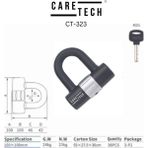 CARETECH CT-323 Disk Kilidi Motosiklet/Bisiklet 12mm Çelik Suya Dayanıklı 4 Anahtar U Bar Kilit 10x10cm