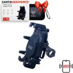 Caretech CT-M18 Telefon Tutucu Titreşim Önleyici Motosiklet Gidon Montajlı 8 Pençeli Siyah Su Geçirmez