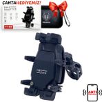 Caretech CT-M21 Telefon Tutucu Titreşim Önleyici Motosiklet Gidon Montajlı 8 Pençeli Siyah Su Geçirmez