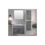 Caretta Destek 80 cm Banyo Dolabı - Retro Gümüş - Beyaz