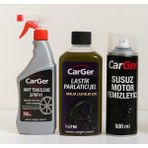 CarGer Profesyonel Araç Bakım Seti – Susuz Motor Temizleyici, Jant ve Lastik Temizleme (3’lü Set)