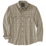 Carhartt Erkek Gevşek Fit Orta Ağırlık Chambray Uzun Kollu Ekose Gömlek, Tozlu Zeytin, XL