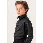 Carino's Kids Erkek Çocuk Gömlek Basic Düz Uzun Kollu - Siyah - 11 Yaş