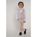 Carinos Planet Yelekli Erkek Çocuk Takım Elbise Bej Renk Slim Fit Tasarım Özel Olaylar İçin - 8 Yaş