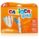 Carioca 12LI Jumbo Bebek Yıkanabilir Keçeli Boya Kalemi Seti 4 Adet 2-4 Yaş İçin Dermatolojik Olarak Test Edilmiş