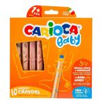 Carioca 6'Lı Jumbo Bebek Ahşap Gövdeli Boya Kalemi 3 İn 1 Kalemtraş Hediyeli