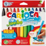 Carioca Kalın Keçeli Boya Kalemi 12'li Yıkanabilir Jumbo Çocuklar İçin Renkli Kalem Seti