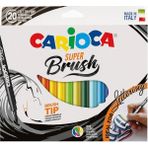 Carioca Super Brush 20'li Keçeli Boya Kalemi Canlı Renklerde Fırça Uçlu Yüksek Kalite - Mavi - Beyaz - Koyu Mavi