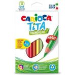 Carioca Tita Jumbo Üçgen Kuru Boya Kalemi 12 Renk 4 mm Kalınlık ile Çocuklar İçin