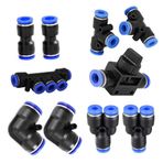 Carkio Hava Aleti Bağlantı Parçaları, 4 mm Pnömatik Konnektör Kiti 2 Dirsek + 2 T + 2 Düz + 2 Bölücü + 1 Manifold+ 1 El Valfi Plastik İtme Bağlantı Parçaları Kombo kit-10 adet
