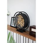 Çarklı Sessiz Mekanizmalı Dekoratif Masa Saati –37 cm Metal Gövde, Cam Dekoratif Saat-Galassia Siyah