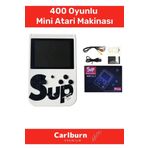 Carlburn 400 Oyunlu Game Box Video Mario Spıder Man Robocop Mini Atari Makinası Gameboy Oyun Konsolu Beyaz