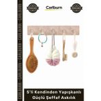 Carlburn #askılık Banyo Mutfak Kapı Arkası Duvar Askı Seti 5'li Kendinden Yapışkanlı Güçlü Şeffaf Askılık - Tek Ebat - Çok Renkli