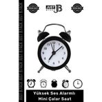 Carlburn #ÇalarSaat Yüksek Ses Alarmlı Çift Çanlı Pilli Dekoratif Akar Saniyeli Masaüstü Analog Çalar Saat