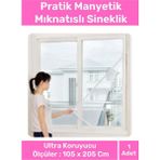 Carlburn Deluxe Pencere Balkon Dükkan Cam Pratik Manyetik Mıknatıslı Siyah Kapı Sinekliği Tülü 105X205 cm