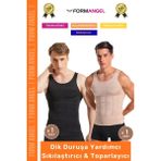 Carlburn #erkekkorse Dik Duruş Vücut Bel Göğüs Toparlayıcı Göbek Sıkılaştırıcı Erkek Korse Atlet 2'li Set - XL