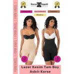 Carlburn #korse 2 Beden Küçülten Sıkılaştırıcı Kaymaz Kadın Lazer Kesim Tam Boy Askılı Korse 4'lü Set - 2XL/3XL
